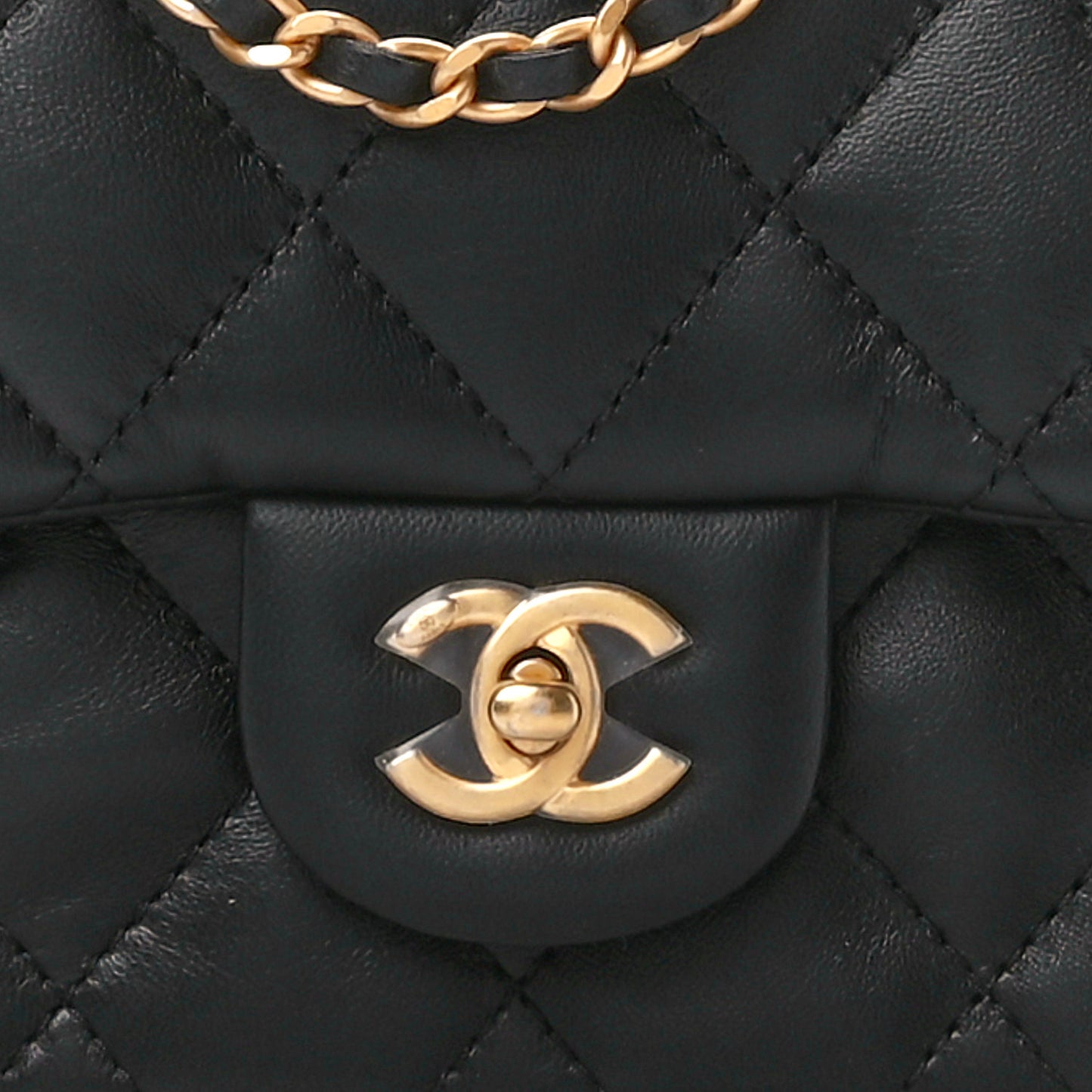Lambskin Quilted Mini Heart Charms Flap Black