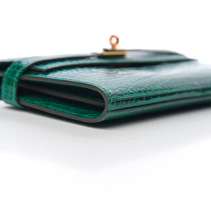 Hermes Shiny Alligator Kelly Longue Wallet Vert Emeraude 20 of 22