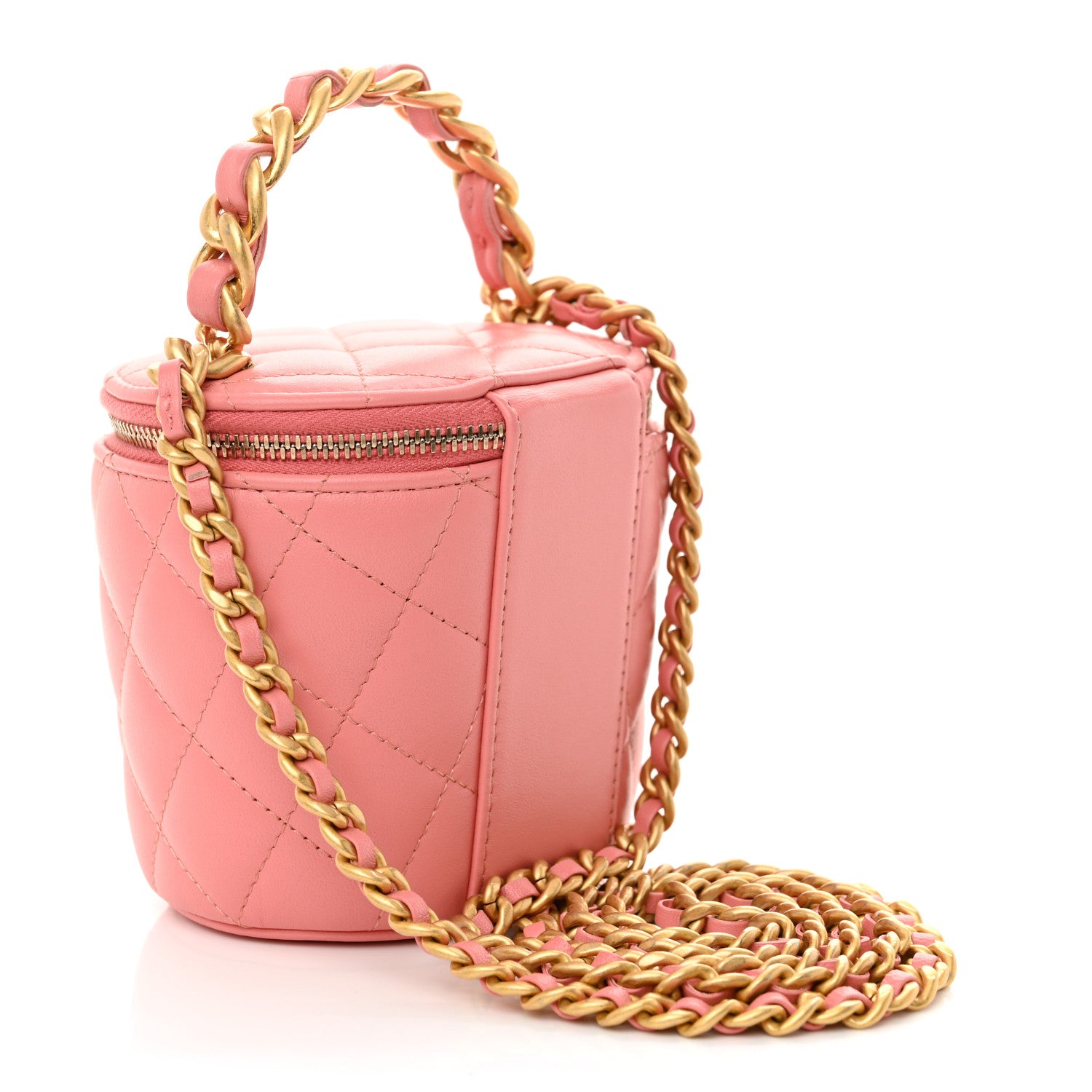 Chanel Lambskin Quilted Afternoon Tea Top Handle Vanity Case With Chain Light Pink 3 of 10