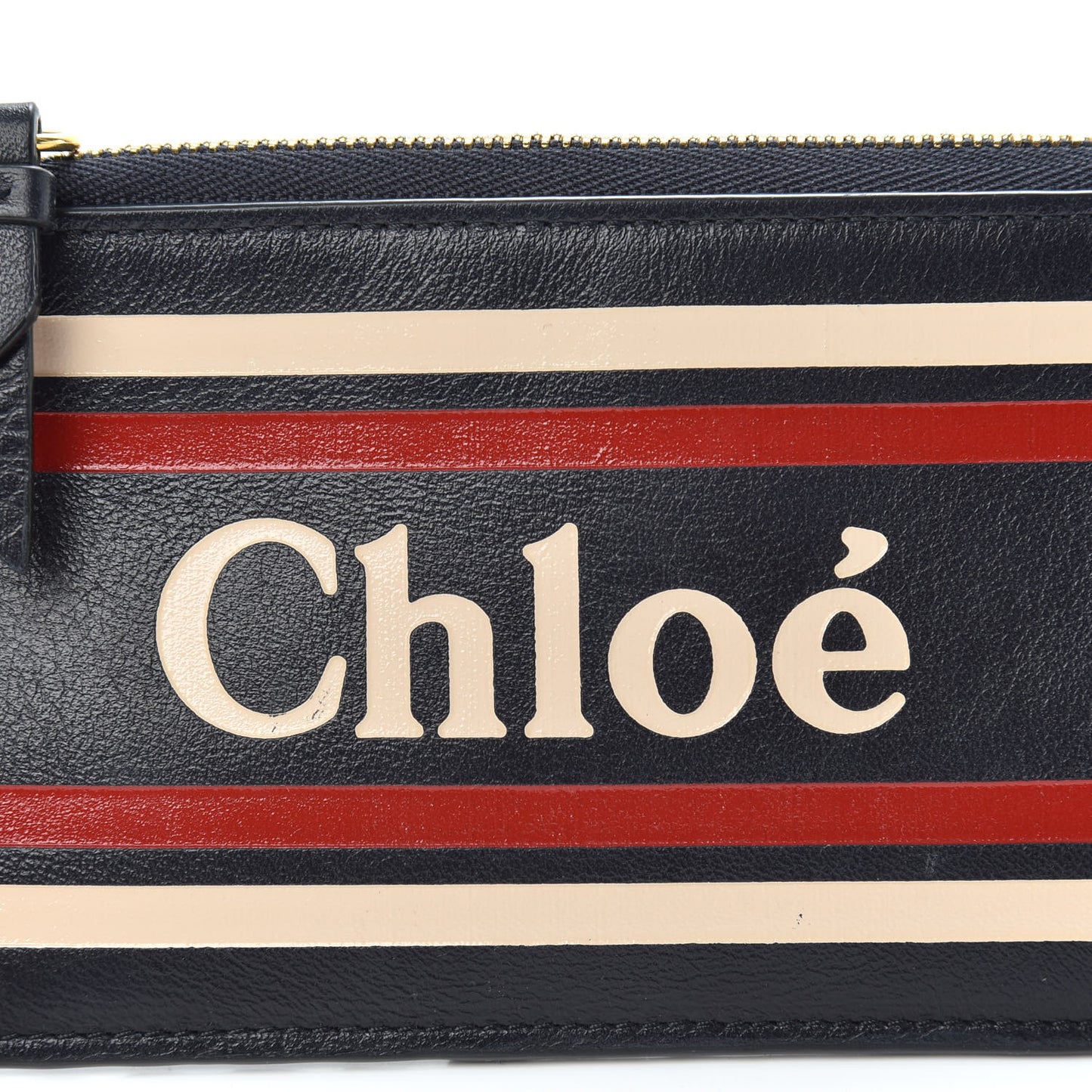 Smooth Calfskin Logo Vick Zip Card Case Full Blue