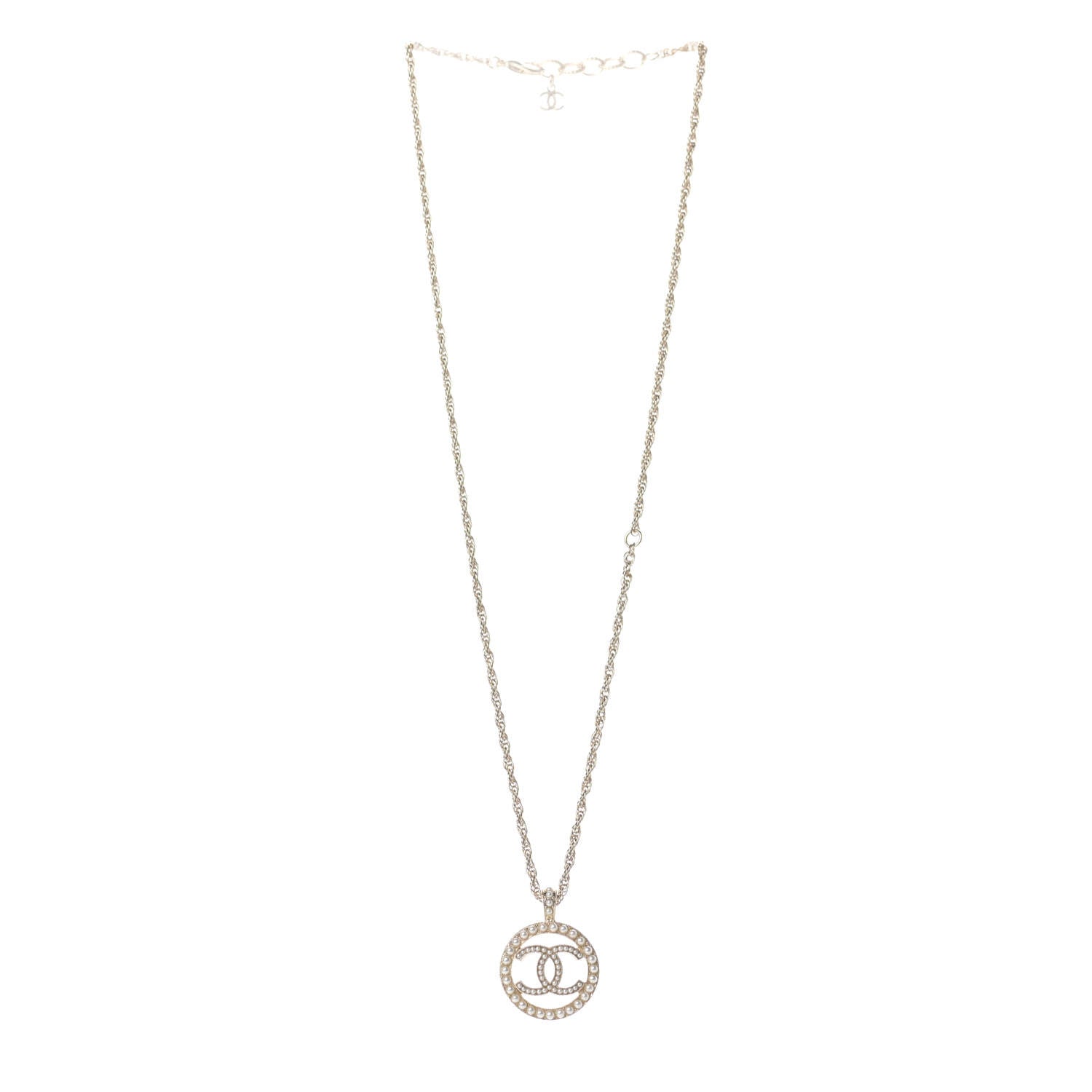 Chanel Pearl CC Round Pendant Necklace Gold 3 of 5