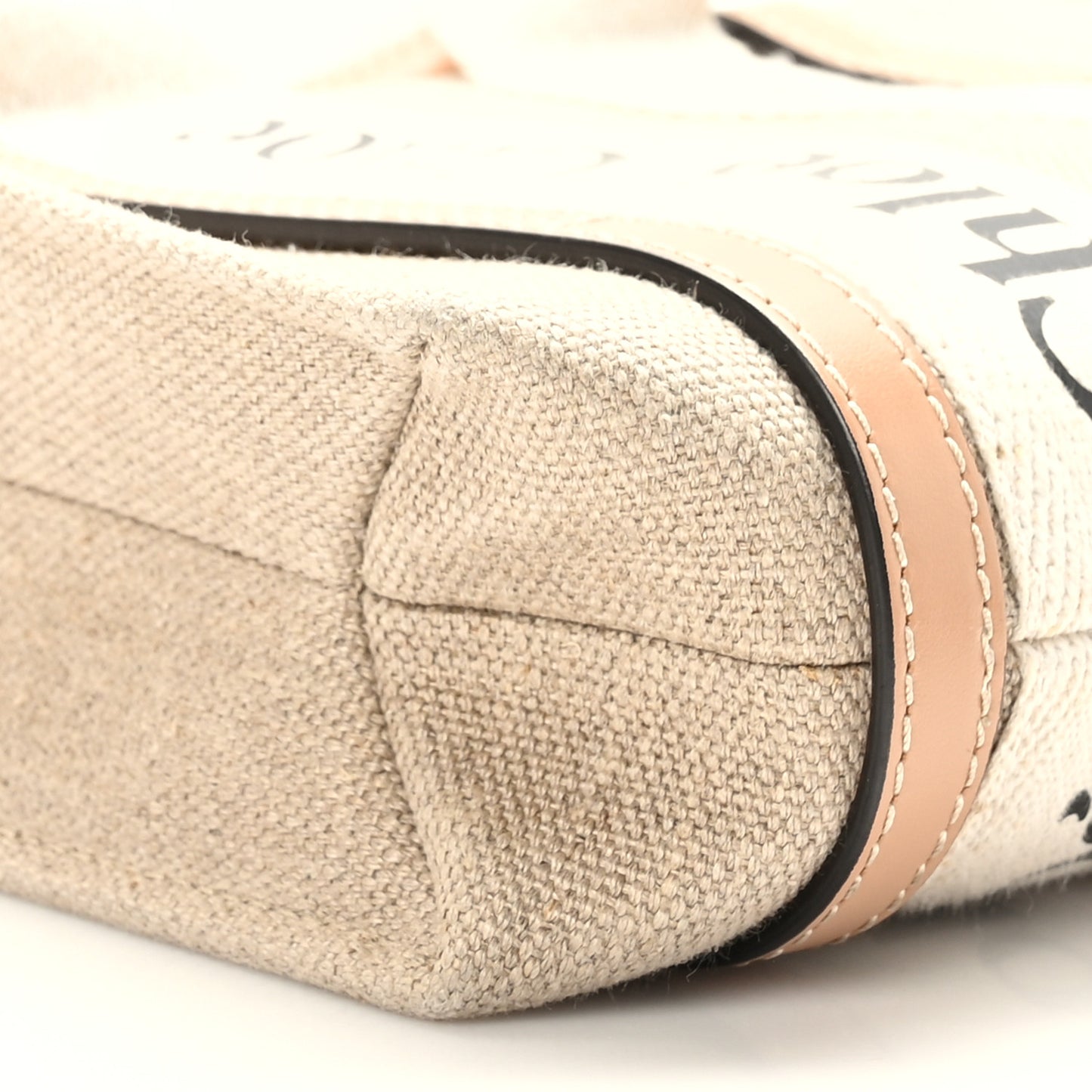 Cotton Calfskin Mini Woody Ribbon Tote White Light Brown