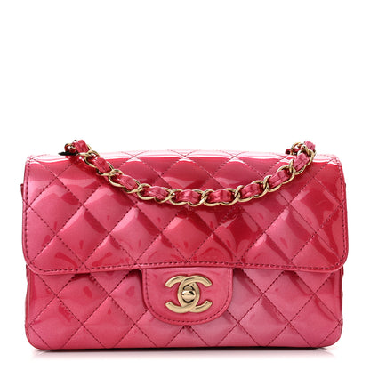 Chanel Shaded Patent Calfskin Quilted Mini Rectangular Flap Pink Dark Pink 1 of 11