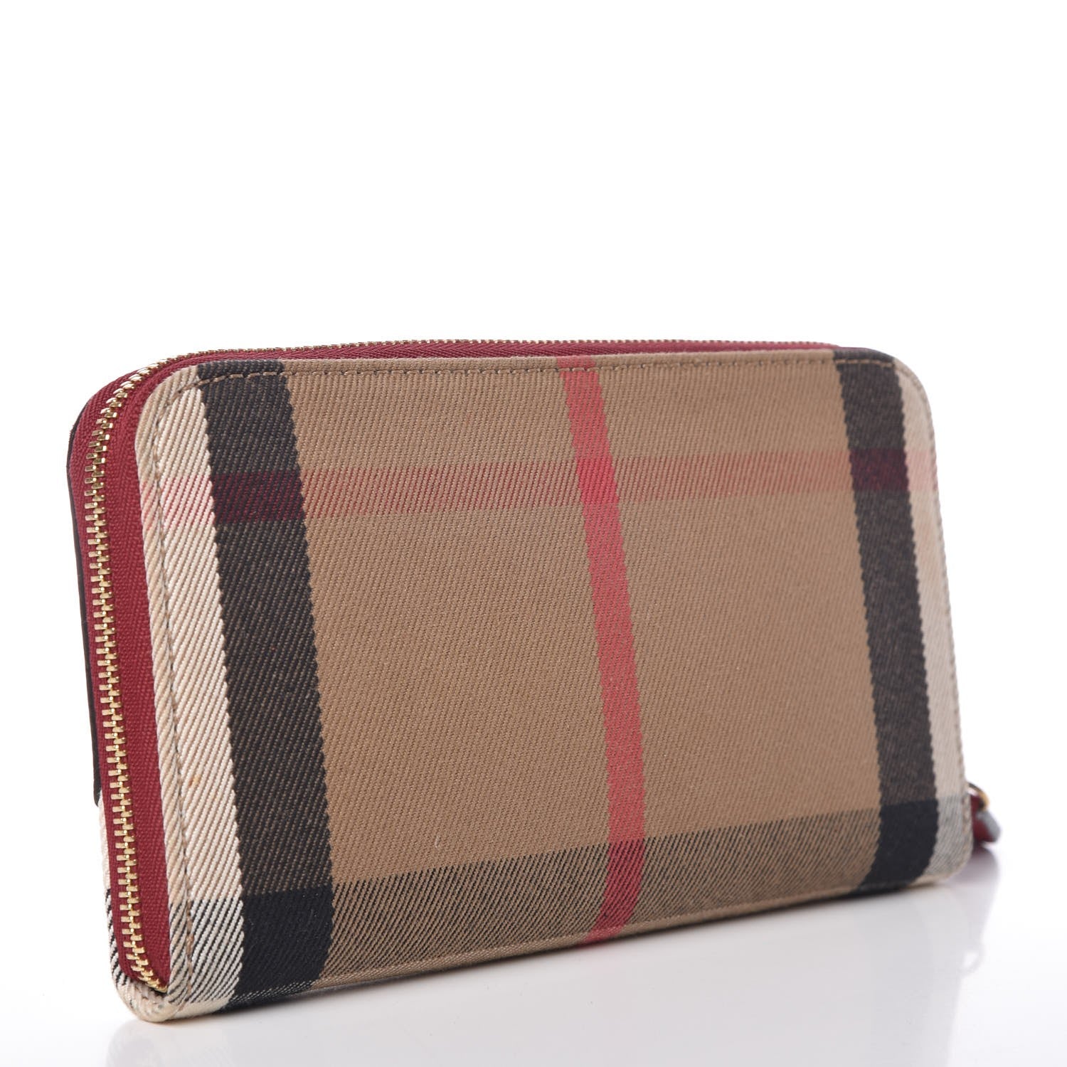 Burberry Calfskin House Check Elmore Zip Around Wallet Russet Red 3 of 8