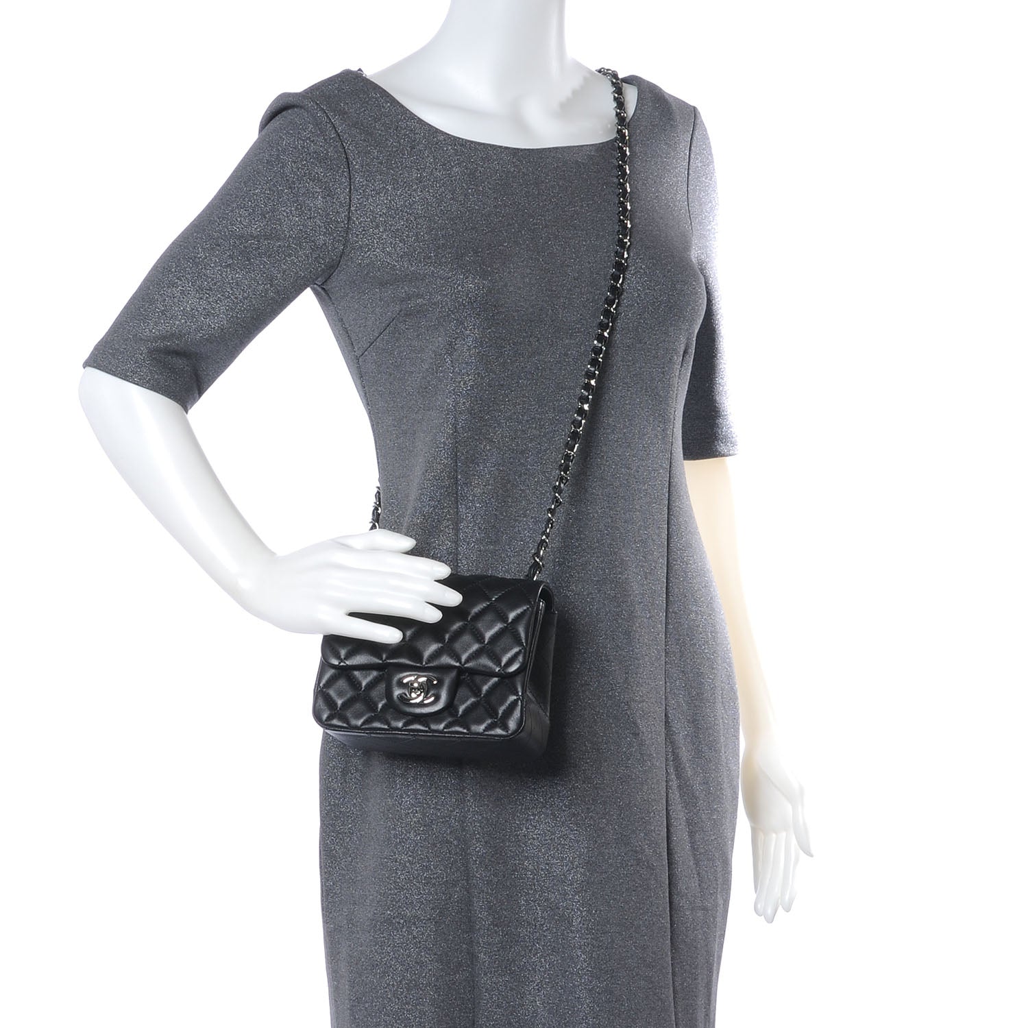 Chanel Lambskin Quilted Mini Square Flap Black 2 of 7