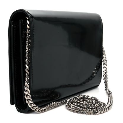 Saint Laurent Glazed Calfskin Cassandre Wallet On Chain WOC Black 3 of 9