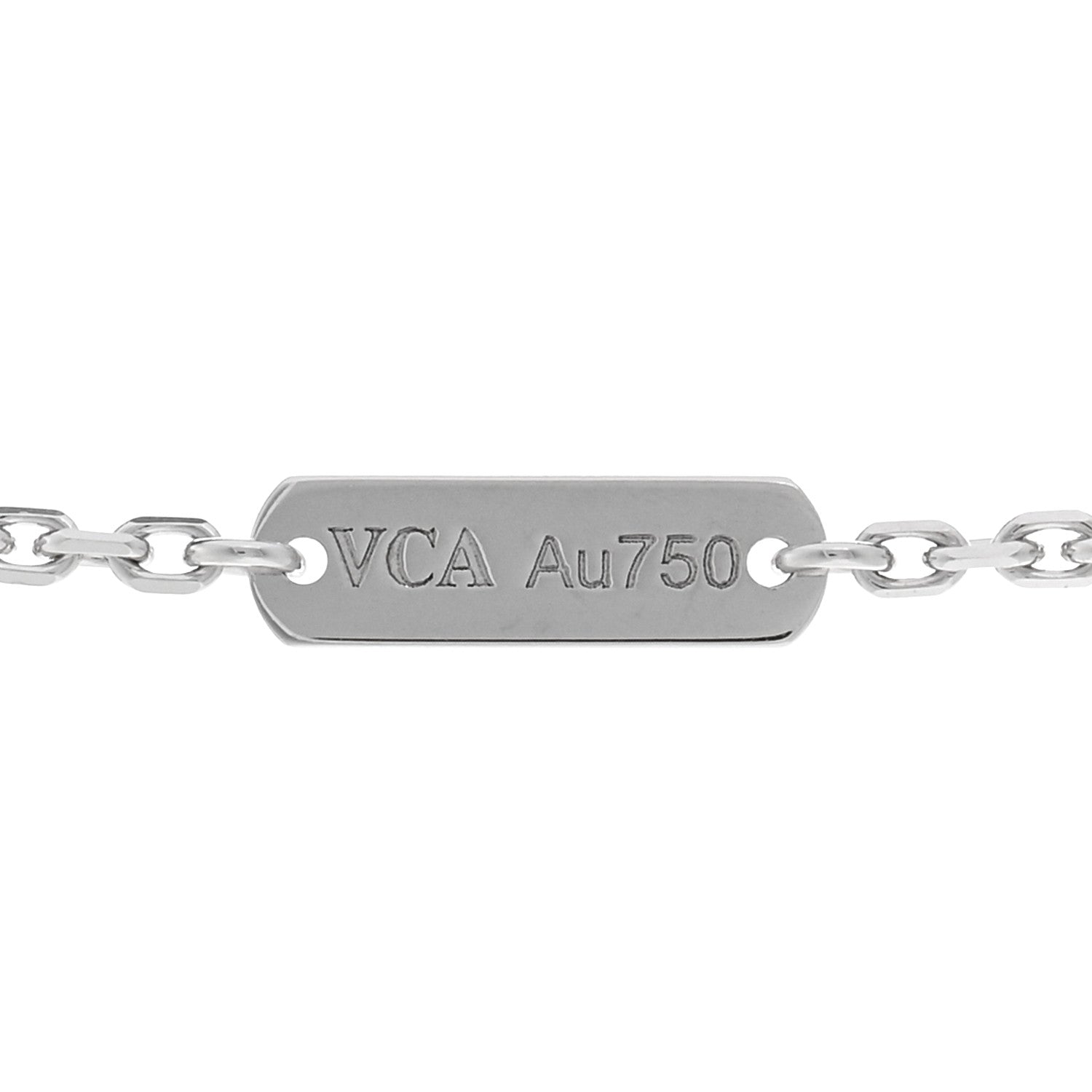 Van Cleef & Arpels 18K White Gold Guilloche Vintage Alhambra Pendant Necklace 5 of 6