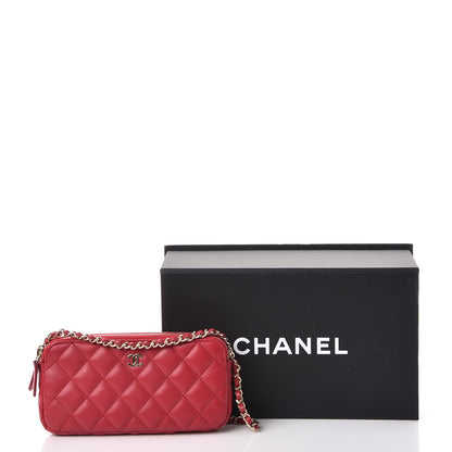 Chanel Lambskin Quilted Small Clutch With Chain Dark Pink 9 of 9