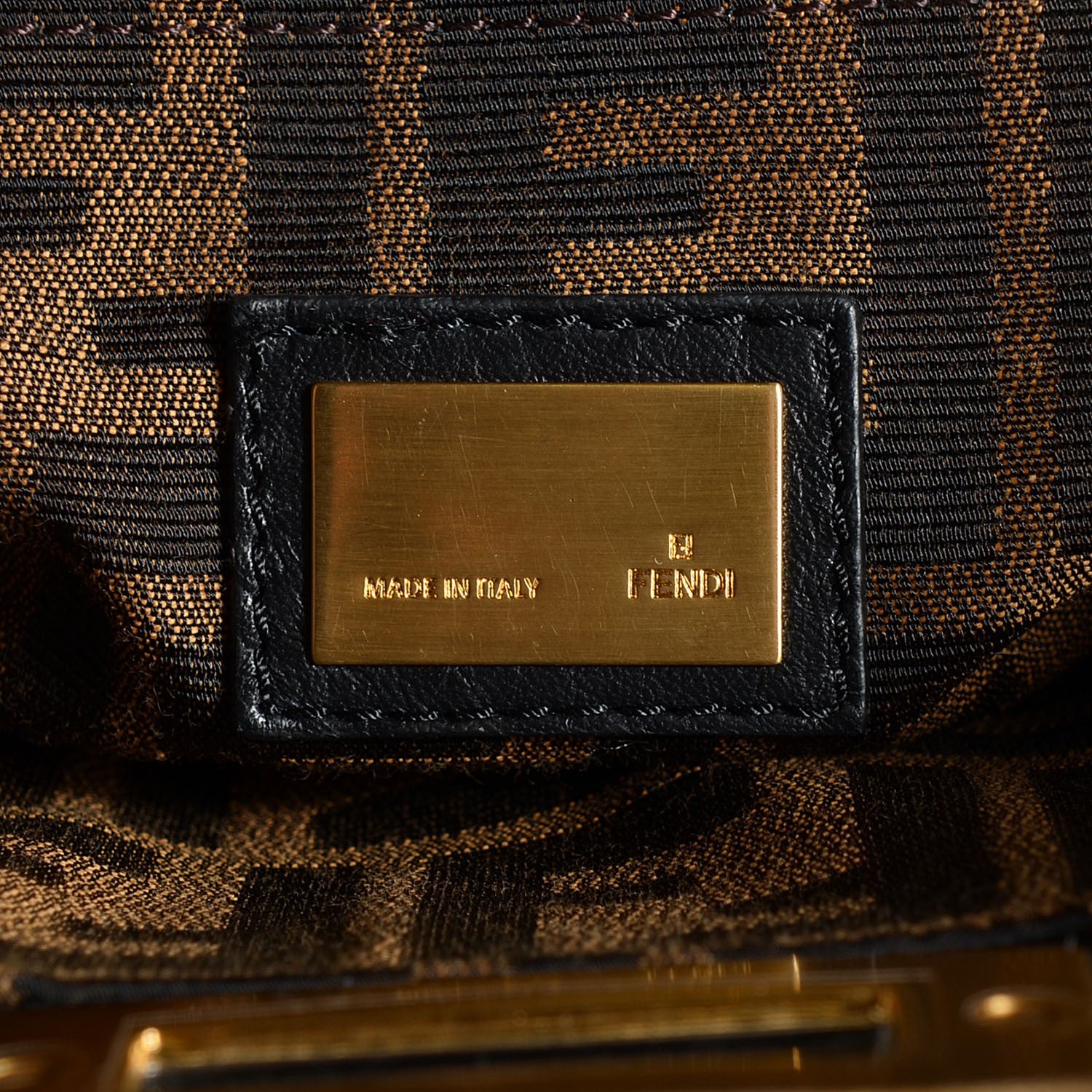 Fendi Goatskin Zucca Medium Peekaboo Iconic Satchel Black Tobacco 6 of 10