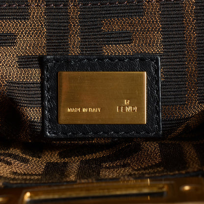 Fendi Goatskin Zucca Medium Peekaboo Iconic Satchel Black Tobacco 6 of 10