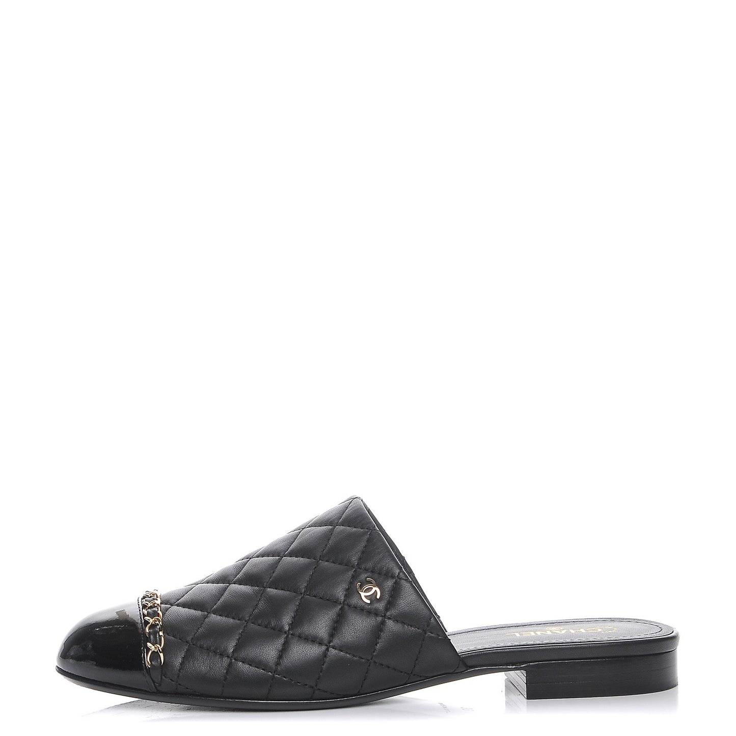 Calfskin Quilted CC Chain Mules 39 Black