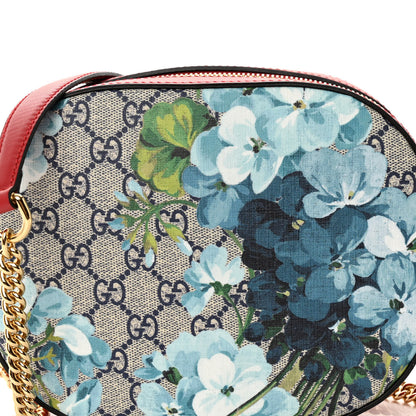 Gucci GG Supreme Monogram Blooms Mini Chain Shoulder Bag Beige Blue Navy Hibiscus Red 8 of 10