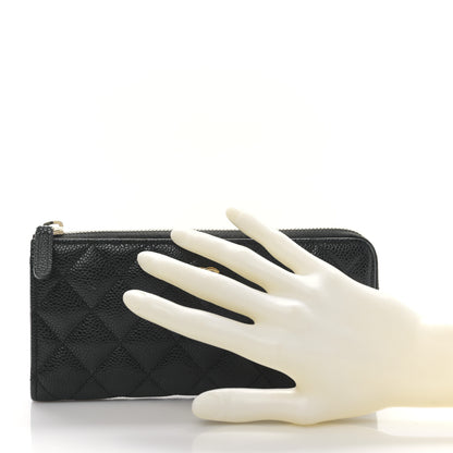 Chanel Caviar Quilted Zip Around Clutch Wallet Black 2 of 11