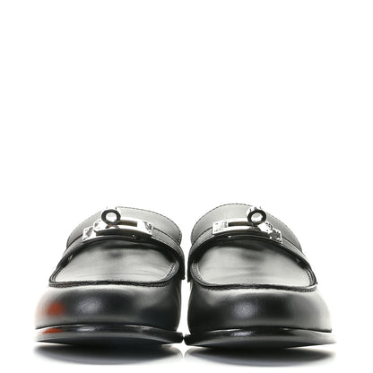 Hermes Calfskin Womens Destin Loafer 37.5 Black 2 of 11
