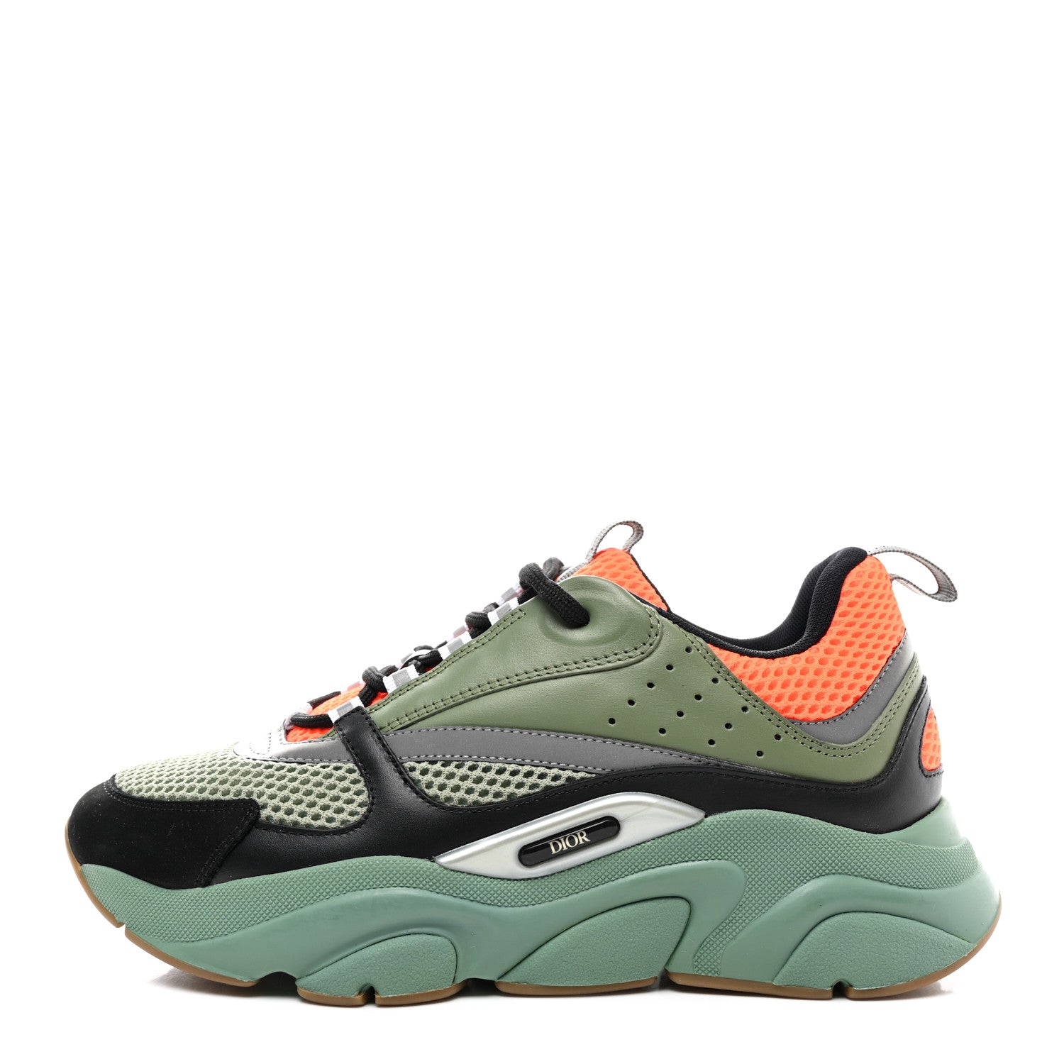 Christian Dior Technical Mesh Calfskin Mens B22 Sneakers 41 Olive Green Orange Black 1 of 9