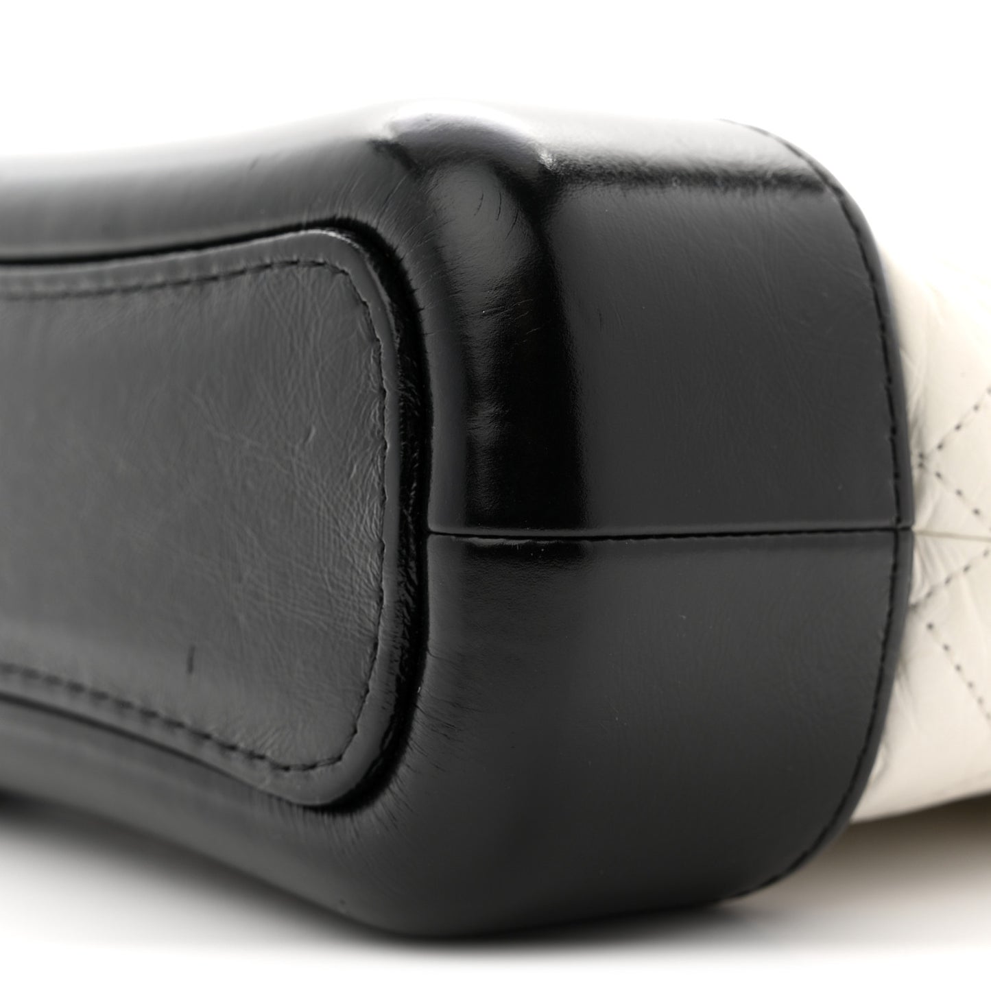 Aged Calfskin Quilted Small Gabrielle Hobo Black White