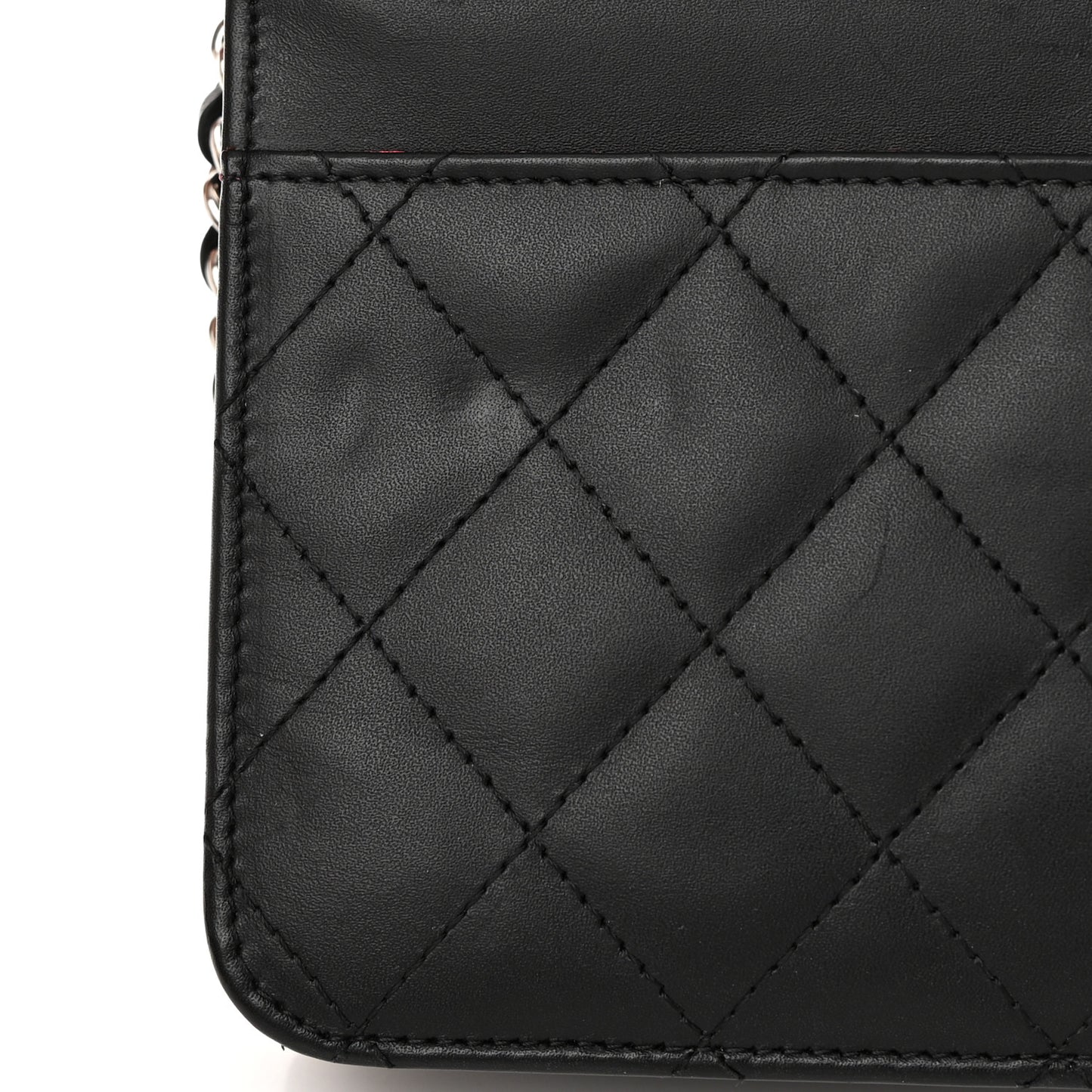 Calfskin Quilted Cambon Wallet On Chain WOC Black