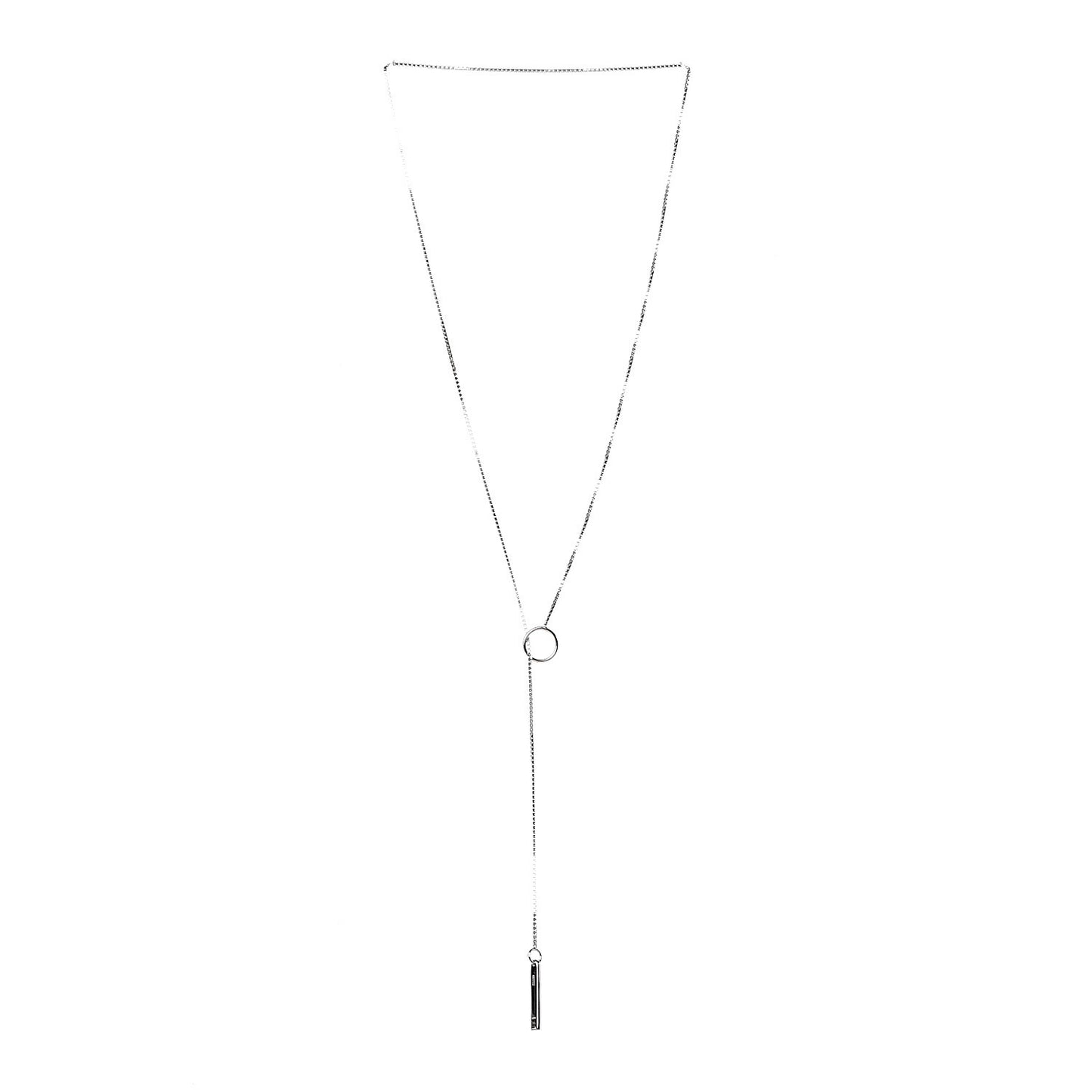 18K White Gold 20mm Lariat Necklace