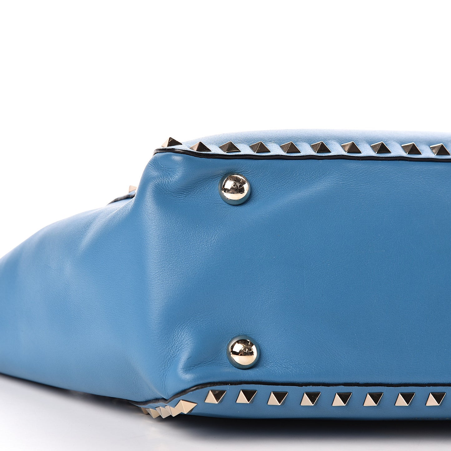Vitello Small Rockstud Tote Light Blue
