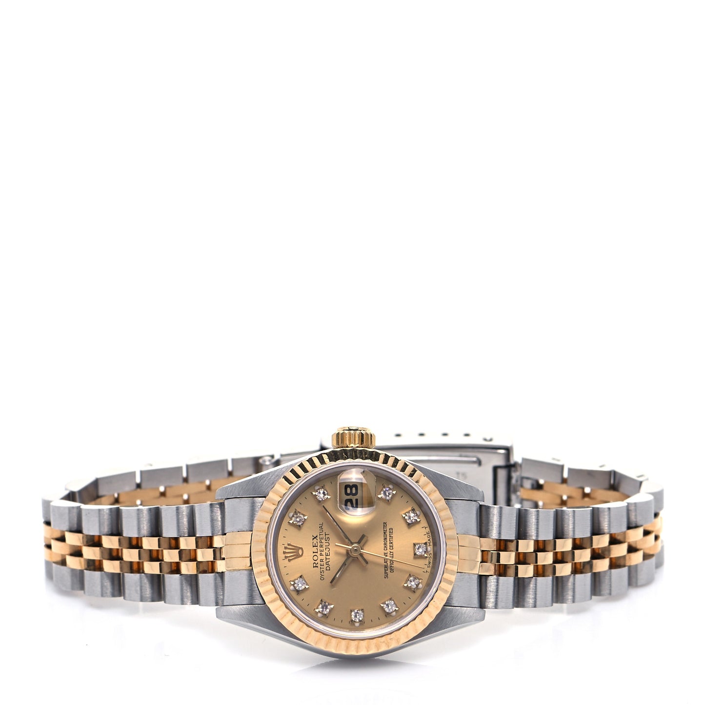 Stainless Steel 18K Yellow Gold Diamond 26mm Oyster Perpetual Datejust Watch Champagne 69173