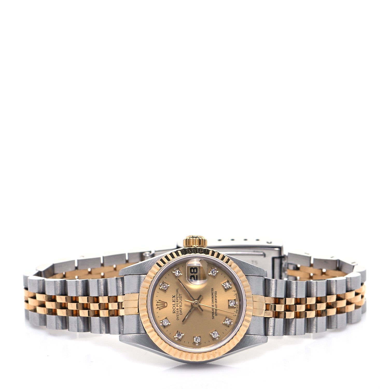Rolex Stainless Steel 18K Yellow Gold Diamond 26mm Oyster Perpetual Datejust Watch Champagne 69173 2 of 4
