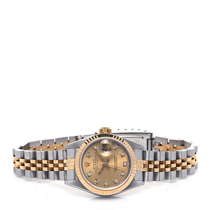 Rolex Stainless Steel 18K Yellow Gold Diamond 26mm Oyster Perpetual Datejust Watch Champagne 69173 2 of 4