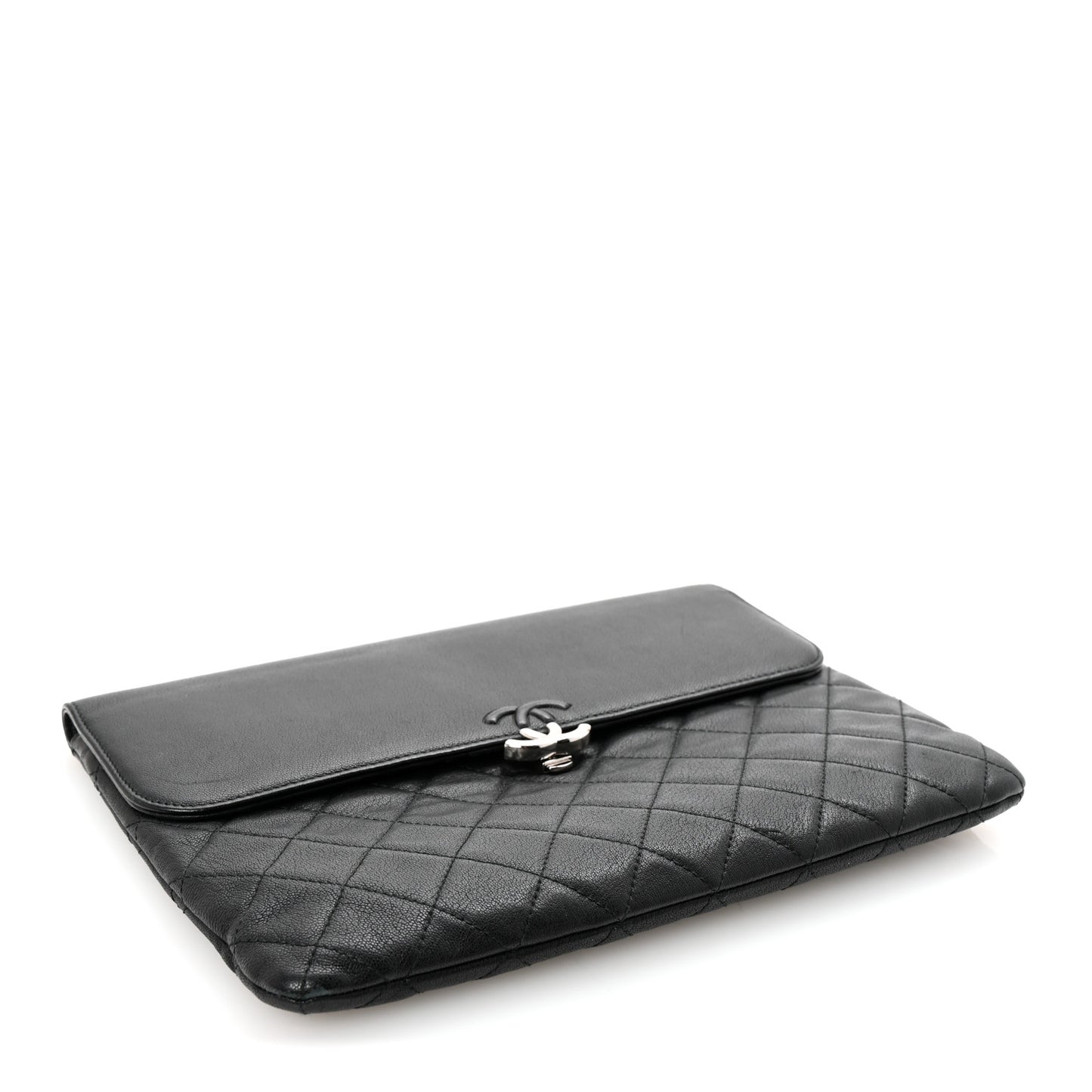 Goatskin Quilted CC Box Pouch Black