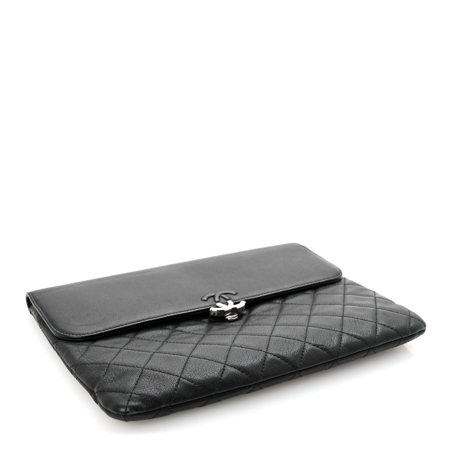 Chanel Goatskin Quilted CC Box Pouch Black 4 of 8
