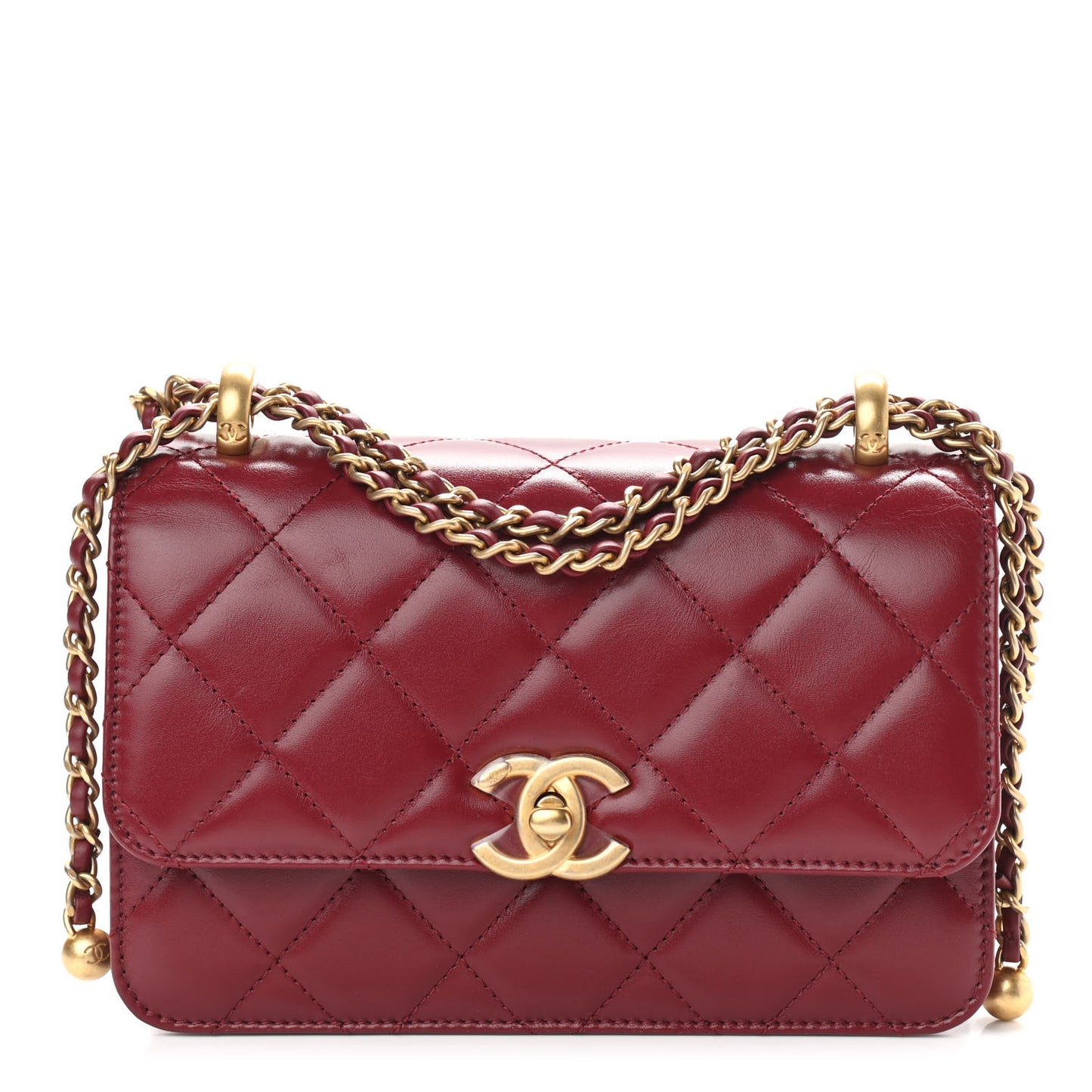 Calfskin Quilted Mini Perfect Fit Flap Burgundy