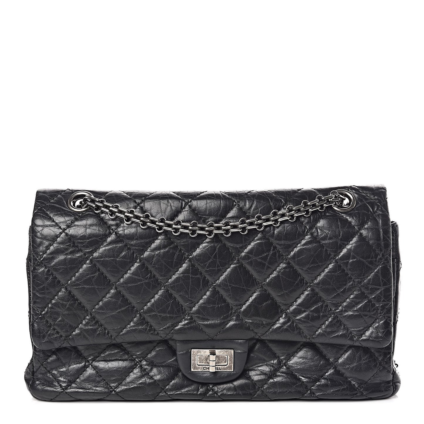 Aged Calfskin Quilted 2.55 Reissue 226 Flap Black