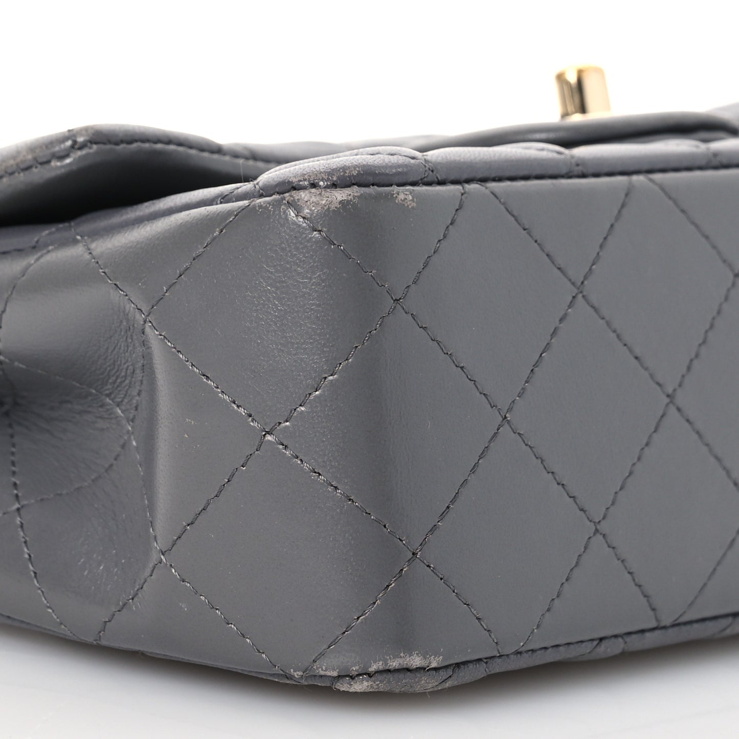 Lambskin Quilted Mini Rectangular Flap Dark Grey