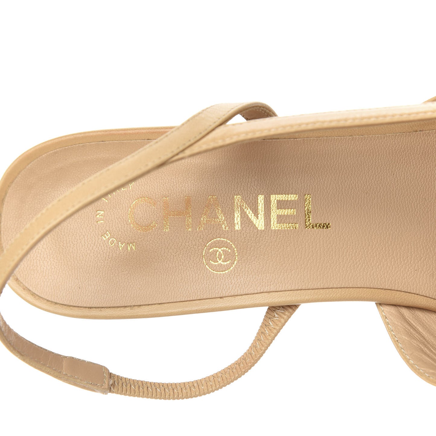 Goatskin Grosgrain Cap Toe CC Slingback Pumps 38.5 Beige Black