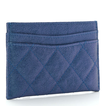 Chanel Iridescent Caviar Quilted Card Holder Dark Blue 3 of 8