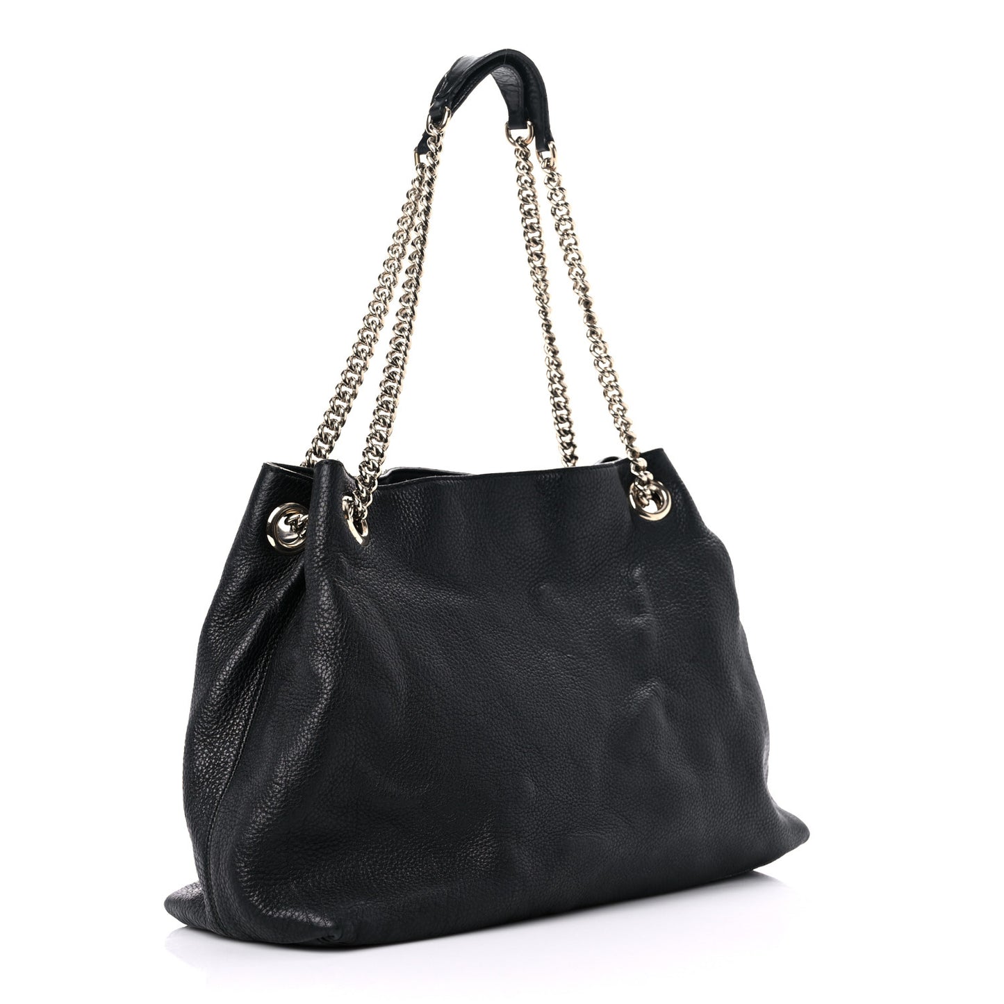 Pebbled Calfskin Medium Soho Chain Shoulder Bag Black