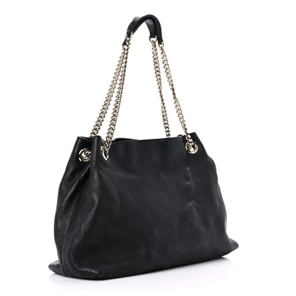 Gucci Pebbled Calfskin Medium Soho Chain Shoulder Bag Black 3 of 24