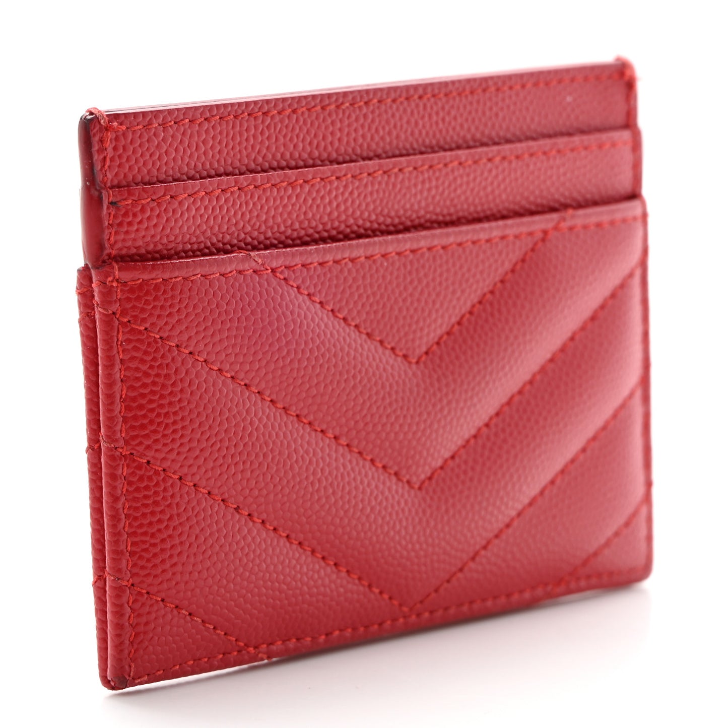 Grain De Poudre Matelasse Chevron Monogram Credit Card Case New Red