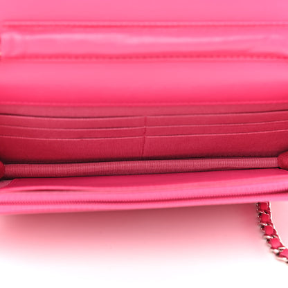 Chanel Lambskin Quilted Wallet On Chain WOC Dark Pink 5 of 12