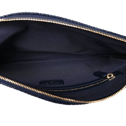 Chanel Woven Straw Raffia Small Deauville Pouch Dark Blue 5 of 8