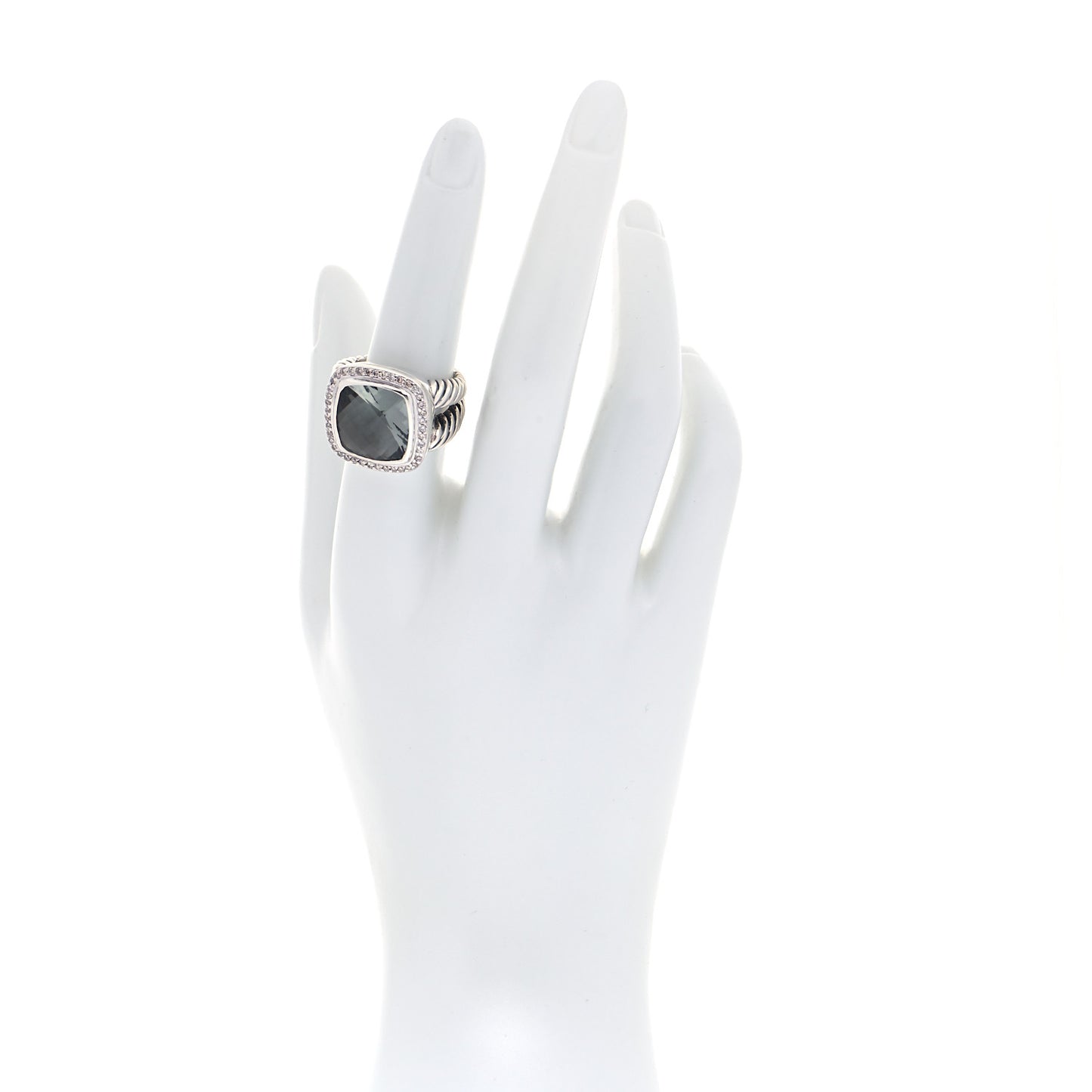 Sterling Silver Diamond Prasiolite 14mm Albion Ring 54 7