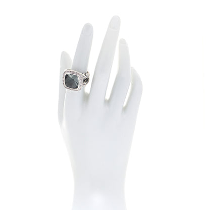David Yurman Sterling Silver Diamond Prasiolite 14mm Albion Ring 54 7 2 of 5