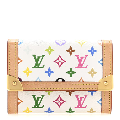 Louis Vuitton Monogram Multicolor Porte-Monnaie Plat Coin Purse White 1 of 8