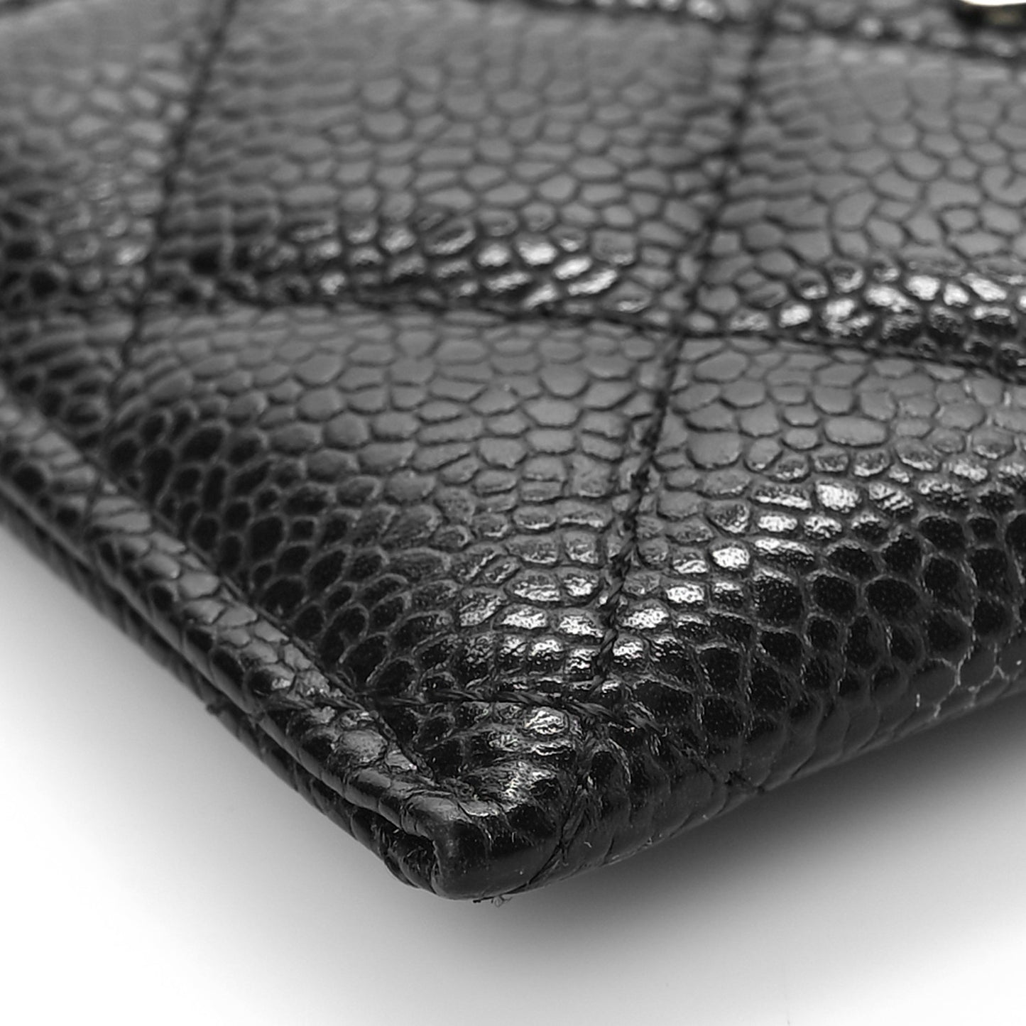 Caviar Quilted Card Holder Black