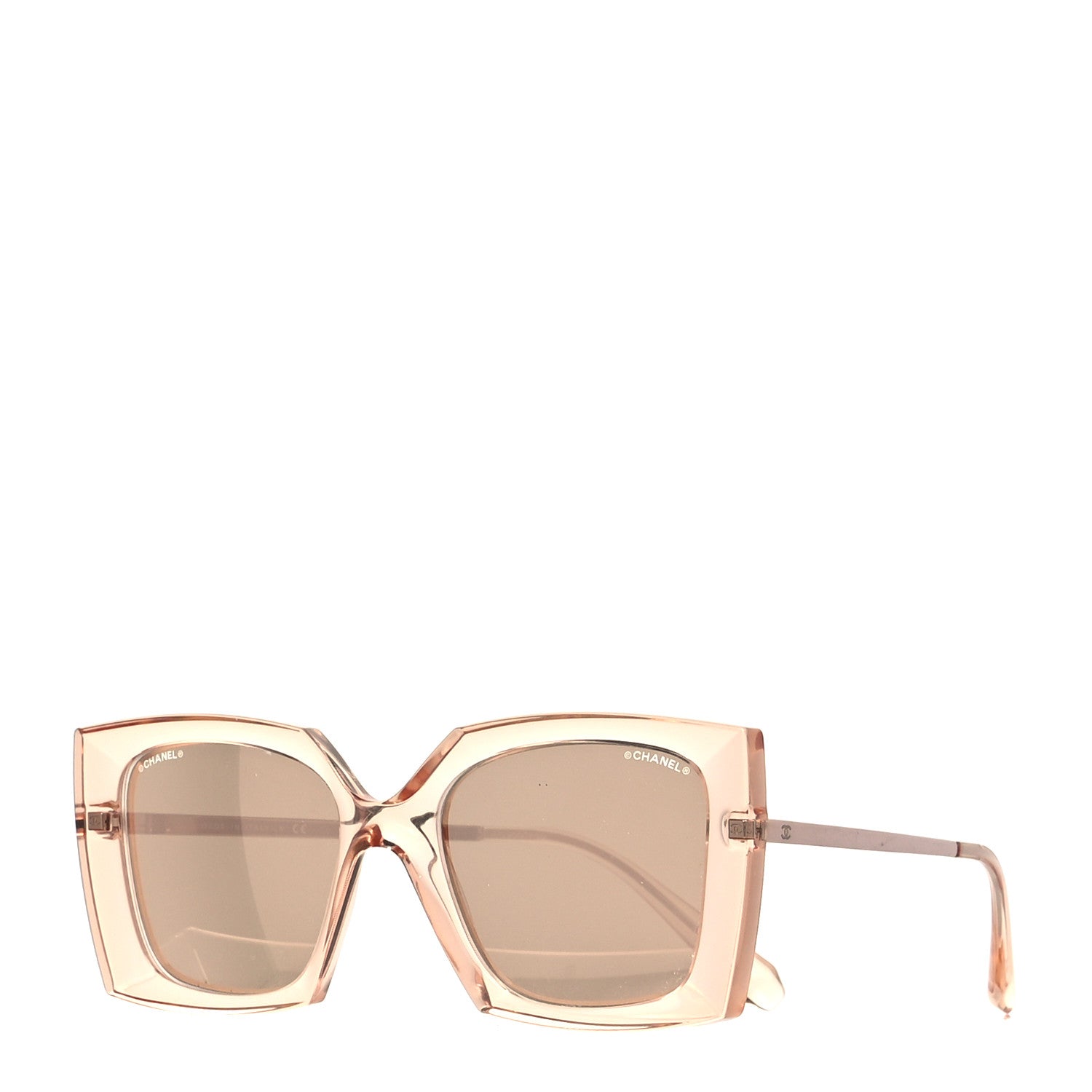 Chanel 18K White Gold Mirror Square Sunglasses 6051 Gold 1 of 7