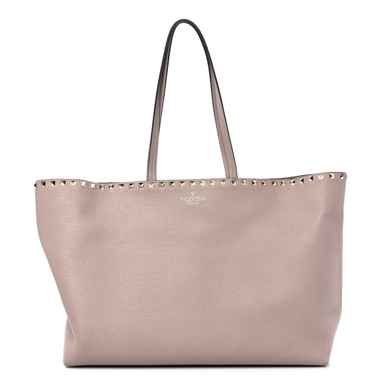 Valentino Garavani Grained Calfskin Rockstud Shoulder Tote Poudre 1 of 8