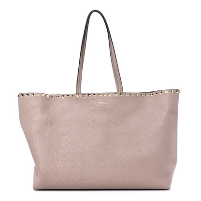Valentino Garavani Grained Calfskin Rockstud Shoulder Tote Poudre 1 of 8