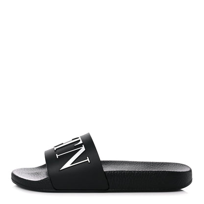 Valentino Garavani Rubber VLTN Pool Slide Sandals 38 Black 1 of 7