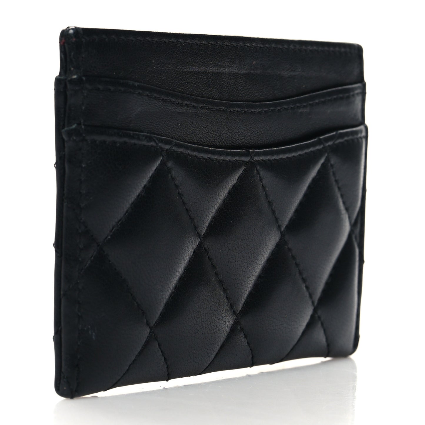 Lambskin Quilted Card Holder Black