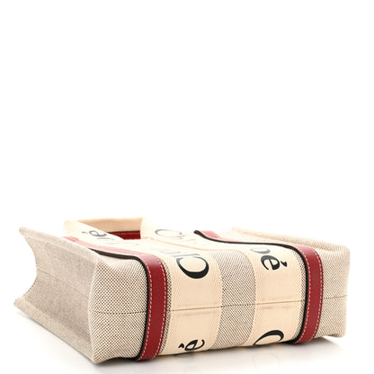 Chloe Cotton Calfskin Small Woody Ribbon Tote With Strap White Smoked Red 4 of 10