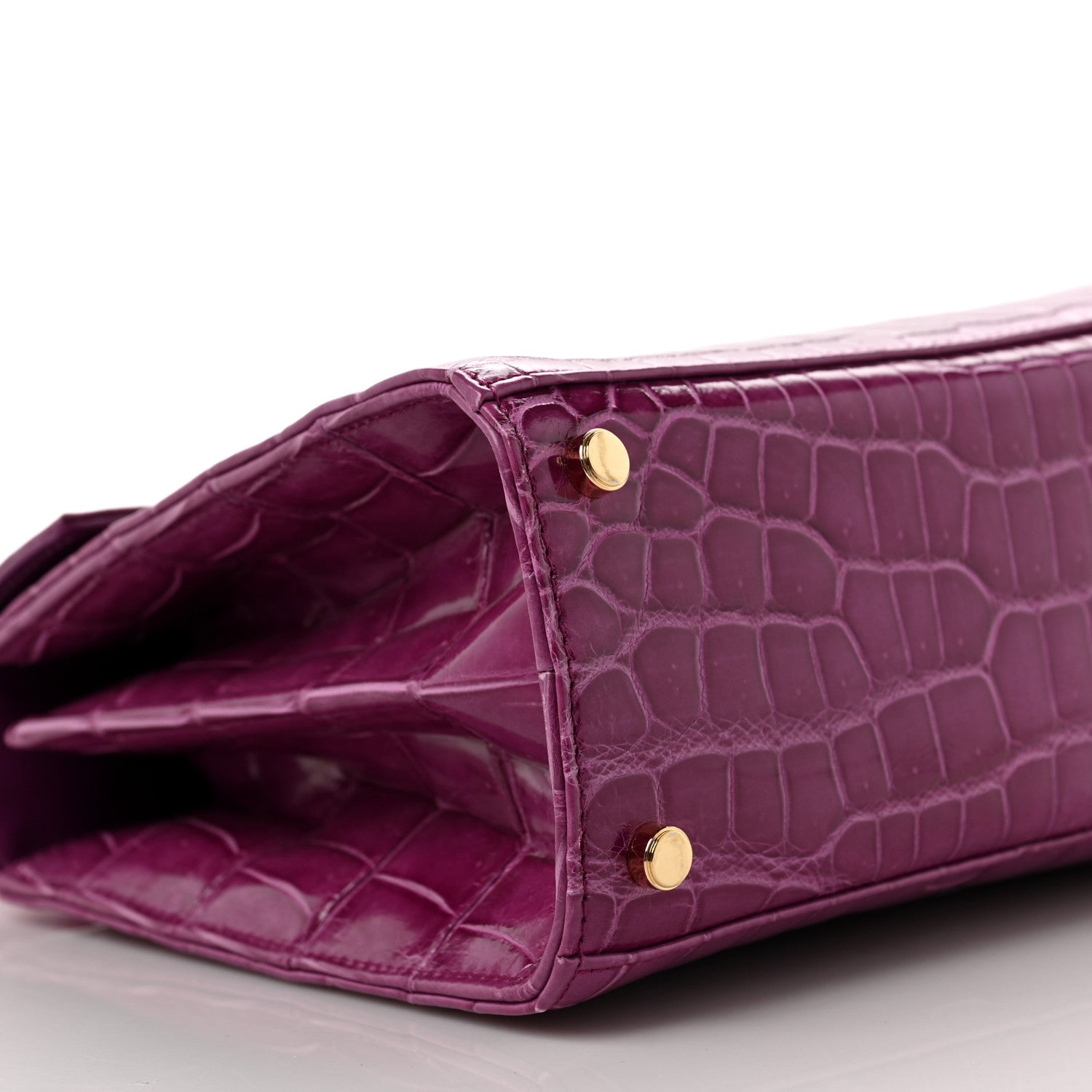 Salvatore Ferragamo Crocodile Gancini 2-Way Top Handle Bag Purple 7 of 8