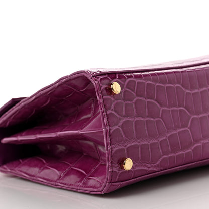 Salvatore Ferragamo Crocodile Gancini 2-Way Top Handle Bag Purple 7 of 8